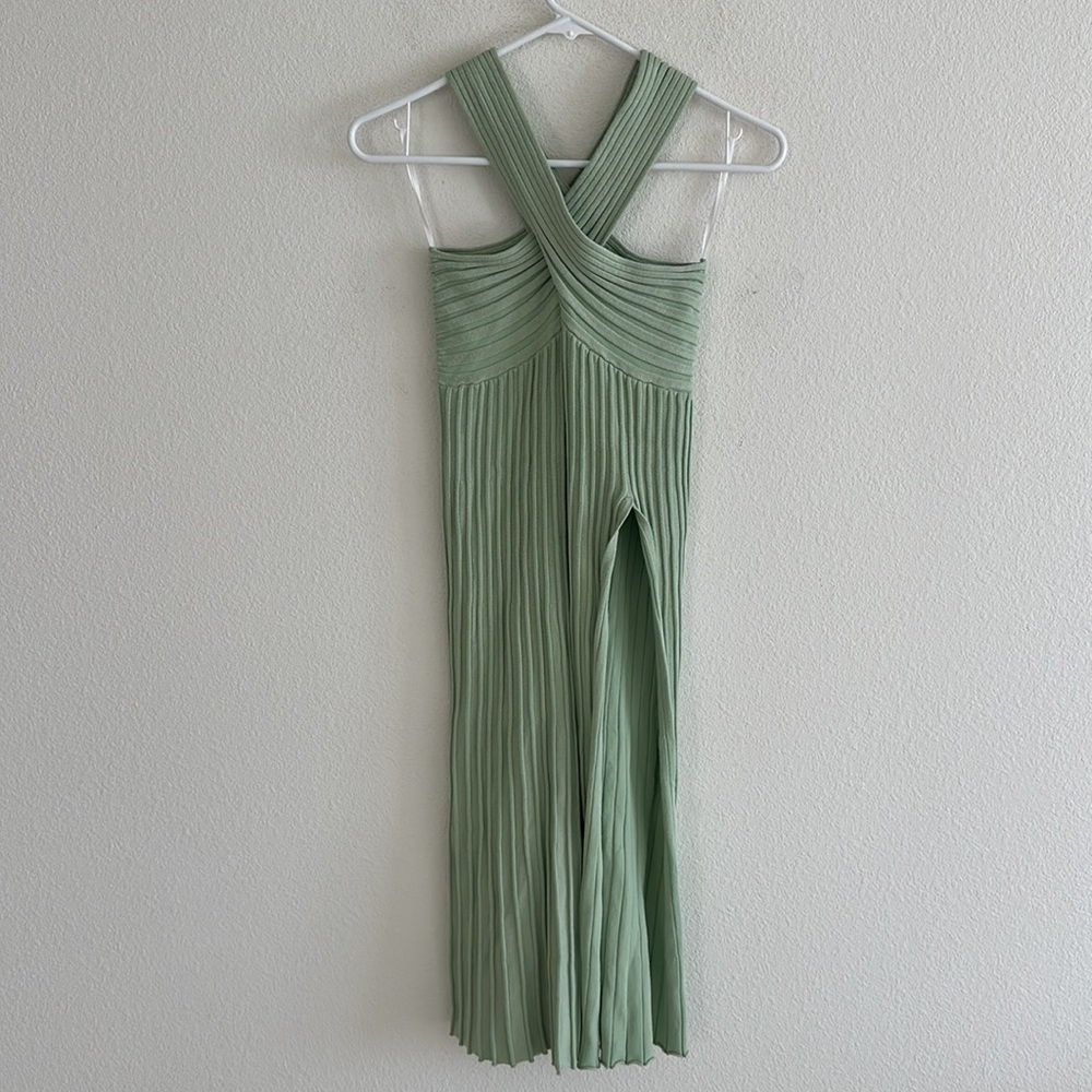 Sovere Ribbed Crossover Neckline Knit Dress